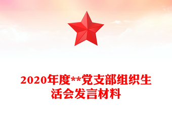 2020年度**黨支部組織生活會(huì)發(fā)言材料
