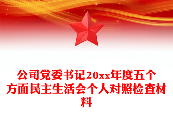 公司黨委書記20xx年度五個(gè)方面民主生活會(huì)個(gè)人對(duì)照檢查材料