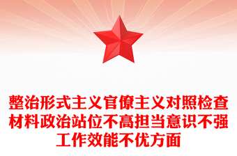 整治形式主義官僚主義對(duì)照檢查材料政治站位不高擔(dān)當(dāng)意識(shí)不強(qiáng)工作效能不優(yōu)方面