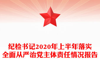 紀檢書記2020年上半年落實全面從嚴治黨主體責任情況報告