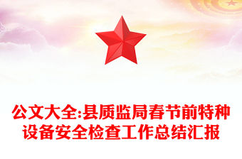 公文大全:縣質監局春節前特種設備安全檢查工作總結匯報