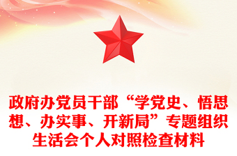 政府辦黨員干部“學黨史、悟思想、辦實事、開新局”專題組織生活會個人對照檢查材料
