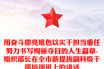 用奮斗擦亮底色以實(shí)干擔(dān)當(dāng)重任努力書(shū)寫(xiě)絢麗奪目的人生篇章-組織部長(zhǎng)在全市新提拔副科級(jí)干部培訓(xùn)班上的講話