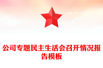 公司專題民主生活會召開情況報告模板