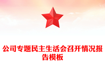 公司專題民主生活會(huì)召開情況報(bào)告模板