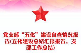 黨支部“五化”建設自查情況報告(五化建設總結匯報報告，支部工作總結)