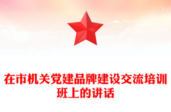 在市機關黨建品牌建設交流培訓班上的講話
