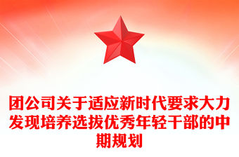 團(tuán)公司關(guān)于適應(yīng)新時(shí)代要求大力發(fā)現(xiàn)培養(yǎng)選拔優(yōu)秀年輕干部的中期規(guī)劃