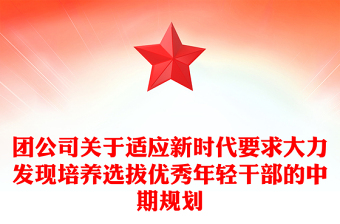 團公司關于適應新時代要求大力發(fā)現(xiàn)培養(yǎng)選拔優(yōu)秀年輕干部的中期規(guī)劃