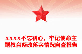 XXXX不忘初心，牢記使命主題教育整改落實情況自查報告