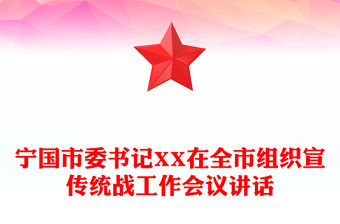 寧國市委書記XX在全市組織宣傳統戰工作會議講話