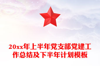 20xx年上半年黨支部黨建工作總結及下半年計劃模板