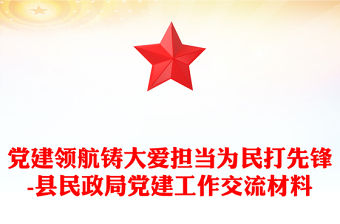 黨建領航鑄大愛擔當為民打先鋒-縣民政局黨建工作交流材料