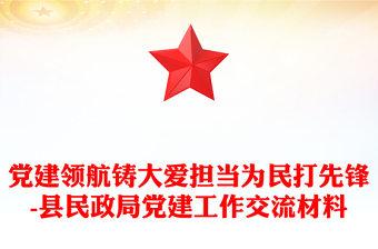 黨建領(lǐng)航鑄大愛(ài)擔(dān)當(dāng)為民打先鋒-縣民政局黨建工作交流材料