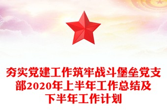 夯實黨建工作筑牢戰(zhàn)斗堡壘黨支部2020年上半年工作總結(jié)及下半年工作計劃