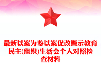 最新以案為鑒以案促改警示教育民主(組織)生活會(huì)個(gè)人對照檢查材料