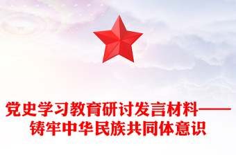 黨史學習教育研討發(fā)言材料——鑄牢中華民族共同體意識