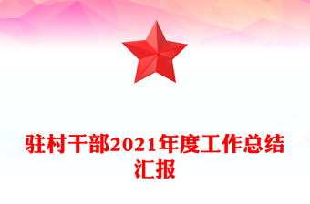 駐村干部2021年度工作總結(jié)匯報