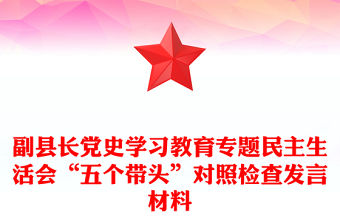 副縣長黨史學習教育專題民主生活會“五個帶頭”對照檢查發言材料