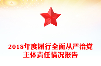 2018年度履行全面從嚴治黨主體責任情況報告