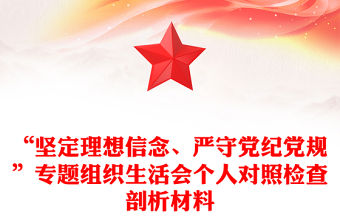 “堅定理想信念、嚴守黨紀黨規”專題組織生活會個人對照檢查剖析材料