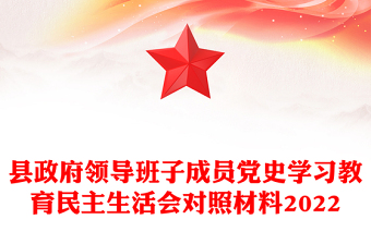 縣政府領(lǐng)導(dǎo)班子成員黨史學(xué)習(xí)教育民主生活會對照材料2022