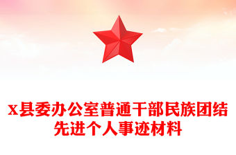 X縣委辦公室普通干部民族團結先進個人事跡材料