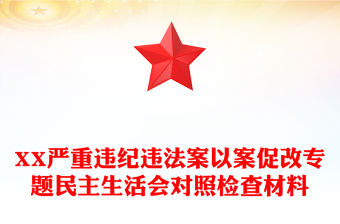 XX嚴重違紀違法案以案促改專題民主生活會對照檢查材料