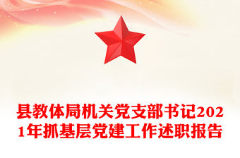 縣教體局機關黨支部書記2021年抓基層黨建工作述職報告