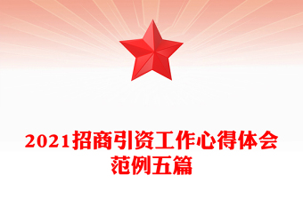 2021招商引資工作心得體會范例五篇