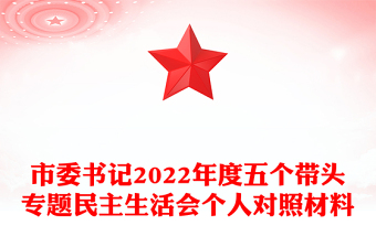 市委書記2022年度五個帶頭專題民主生活會個人對照材料