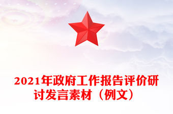 2021年政府工作報告評價研討發言素材（例文）