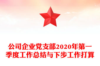 公司企業(yè)黨支部2020年第一季度工作總結與下步工作打算