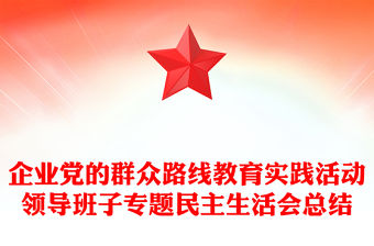 企業黨的群眾路線教育實踐活動領導班子專題民主生活會總結