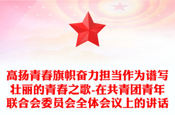 高揚青春旗幟奮力擔當作為譜寫壯麗的青春之歌-在共青團青年聯合會委員會全體會議上的講話