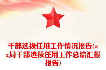 干部選拔任用工作情況報告(xx局干部選拔任用工作總結匯報報告)