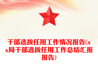 干部選拔任用工作情況報(bào)告(xx局干部選拔任用工作總結(jié)匯報(bào)報(bào)告)