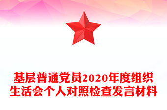 基層普通黨員2020年度組織生活會個人對照檢查發言材料