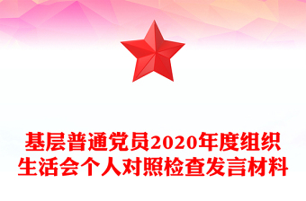 基層普通黨員2020年度組織生活會(huì)個(gè)人對(duì)照檢查發(fā)言材料