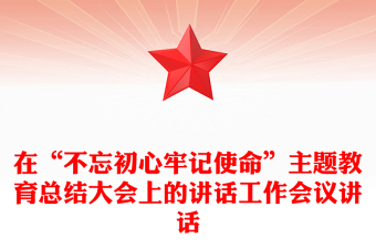 在“不忘初心牢記使命”主題教育總結大會上的講話工作會議講話