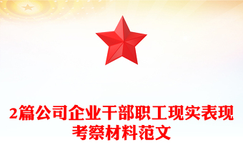 2篇公司企業(yè)干部職工現(xiàn)實表現(xiàn)考察材料范文