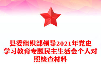 縣委組織部領導2021年黨史學習教育專題民主生活會個人對照檢查材料