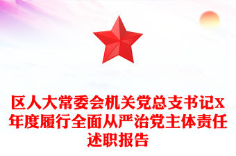 區人大常委會機關黨總支書記X年度履行全面從嚴治黨主體責任述職報告