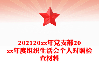 202120xx年黨支部20xx年度組織生活會個人對照檢查材料