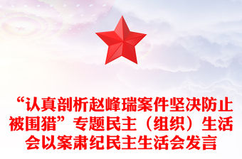 “認真剖析趙峰瑞案件堅決防止被圍獵”專題民主（組織）生活會以案肅紀民主生活會發言