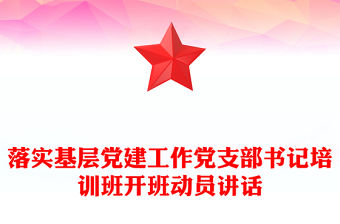 落實基層黨建工作黨支部書記培訓班開班動員講話