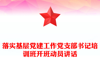 落實(shí)基層黨建工作黨支部書記培訓(xùn)班開班動(dòng)員講話