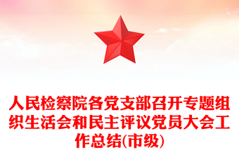 人民檢察院各黨支部召開專題組織生活會(huì)和民主評(píng)議黨員大會(huì)工作總結(jié)(市級(jí))