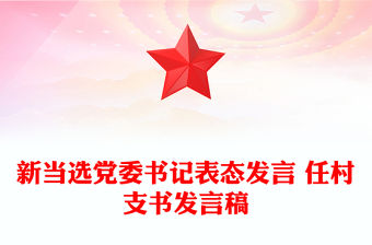 新當選黨委書記表態發言 任村支書發言稿