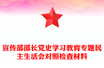 宣傳部部長黨史學(xué)習(xí)教育專題民主生活會對照檢查材料